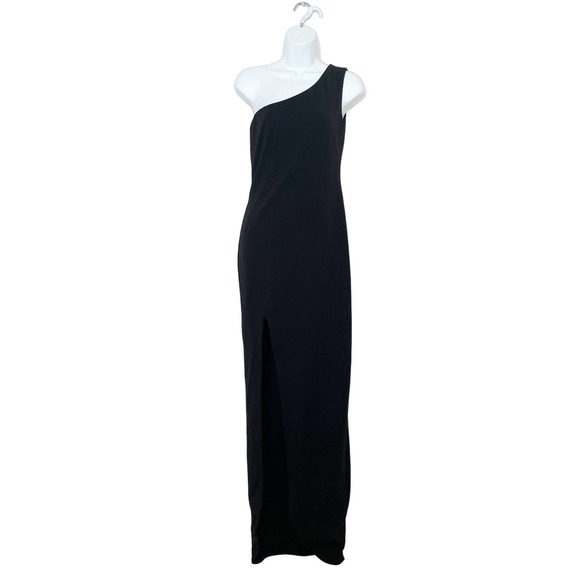 Nookie Dresses & Skirts - Nookie‎ One Shoulder Maxi Gown Black XL Stretch Side Slit Guest Formal Wedding